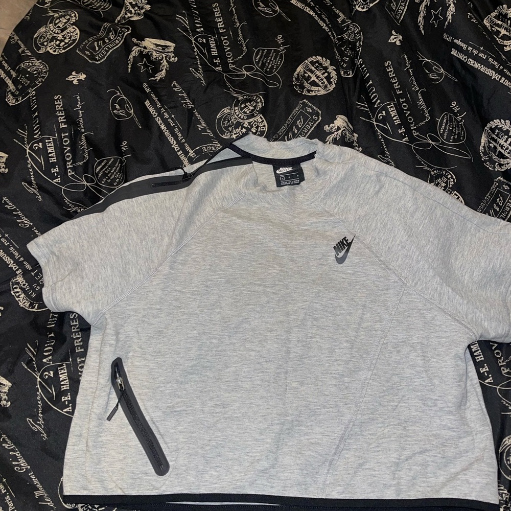 Nike Tech Crop Short Sleeve Sweatshirt With Side Zipper
